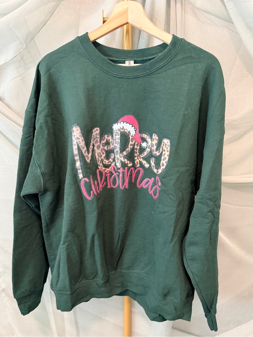Gildan Green Merry Christmas Women's Sweatshirt - Picture 2 of 6